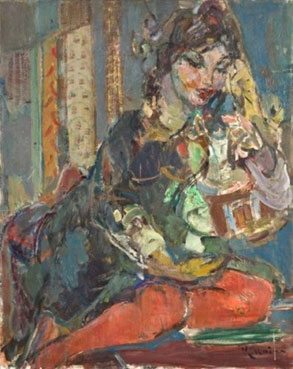 Jeune fille aux bas rouges