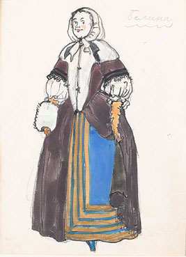 A costume design for `Belina` from Molière`s Le Malade Imaginaire