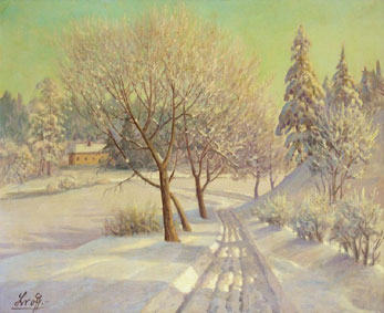 Paysage de neige ensoleillé
