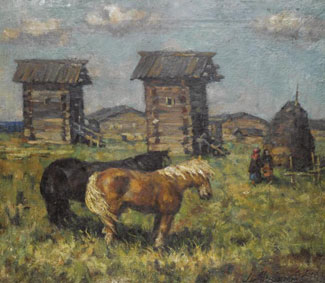 Кони в поле