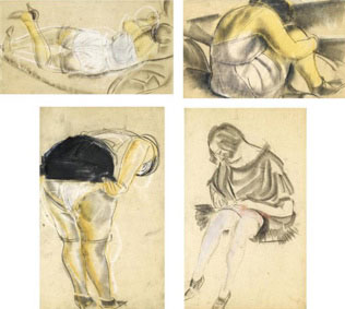 A group of four erotic drawings
