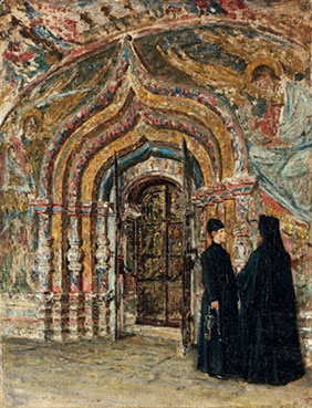 Entrance door to the Ipatief Cathedral in Kostroma