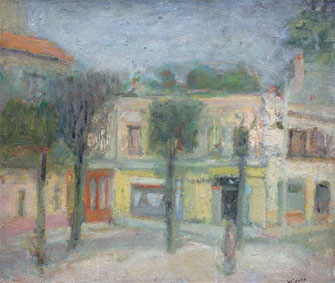 Rue bordée d`arbres