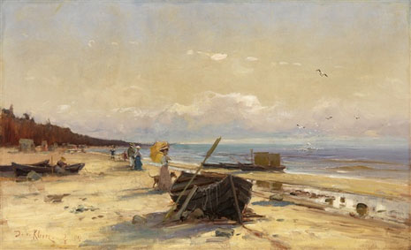 Evening promenade by the shore