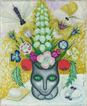 Bouquet de fleurs au chat