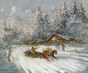 Troika racing through the snow