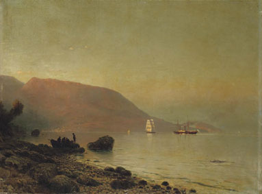 Fishermen on a rocky coastline