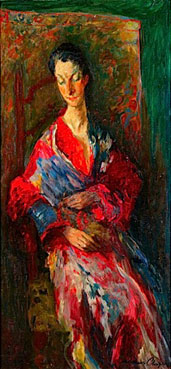 Elegante a la robe rouge