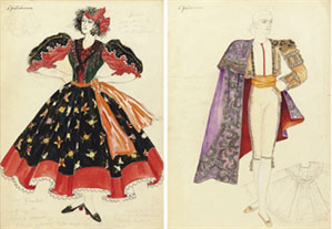 A costume design for a gypsy dancer; a matador