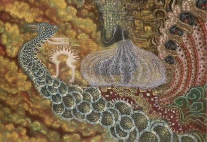 She rides a peacock