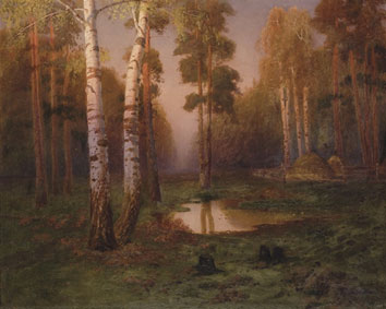 A birch wood clearing