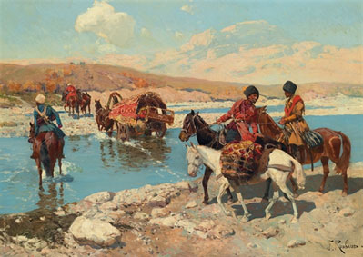 Cherkesses crossing a river