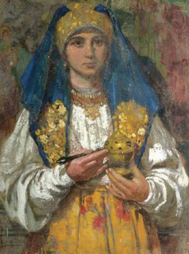 Portrait of a lady in church