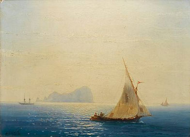 Sailing boats off Capri