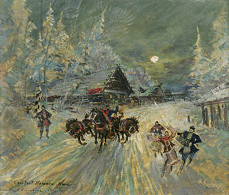 На санках взимку