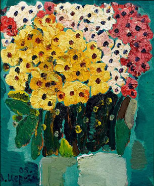 A spray of bright flowers