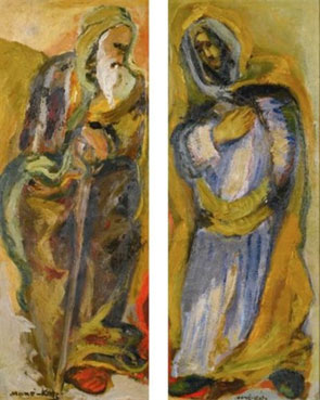Two walking figures: two works