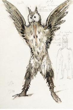 Costume design for von Rothbart as an owl