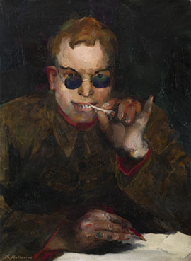 Portrait of a young man in blue spectacles