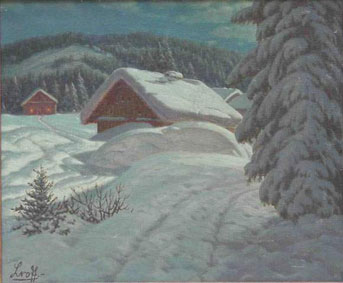 Paysage hivernal aux chalets