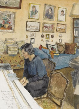 Anna Benois in the artist`s flat, Paris