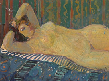 Reclining nude and a view of Bakhchisarai