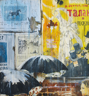 Posters in the rain