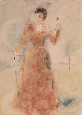 Lady with a red flower