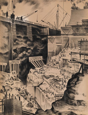 Dnieprostroi. Work in the pit of the middle canal