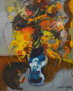 Flowers in a blue vase