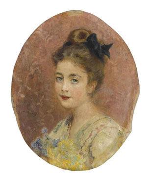 Portrait of a lady with a bouquet