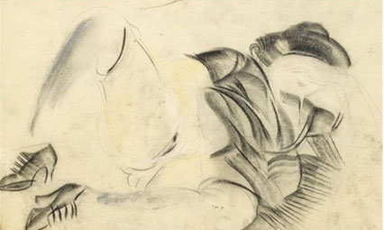 A group of 3 erotic drawings, one double-sided