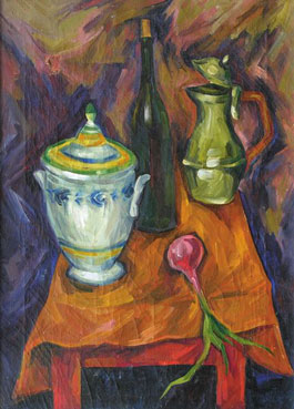 Nature morte au vase et à l`oignon