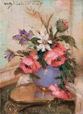 Flowers in a blue vase