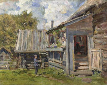 In front of the dacha