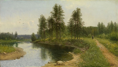 River landscape with a figure