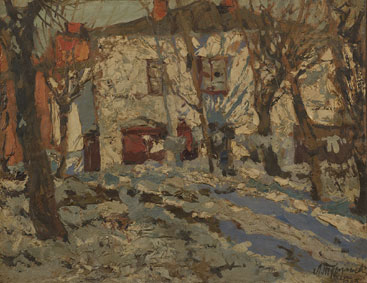 Winter village landscape