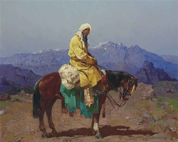 Horse and rider, Turkestan