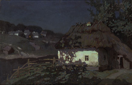 Ukrainian village by moonlight