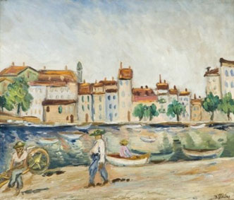 Personnages au bord des quais