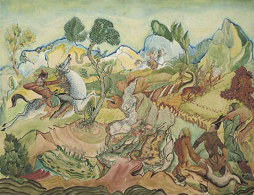King Rostevan and Avtandil hunting