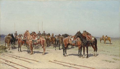 His Majesty`s life-guard cossack regiment on manoeuvres