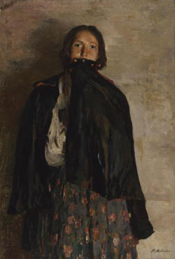 Peasant, covering her mouth with a shawl