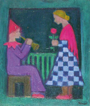 Femme à la rose et Arlequin
