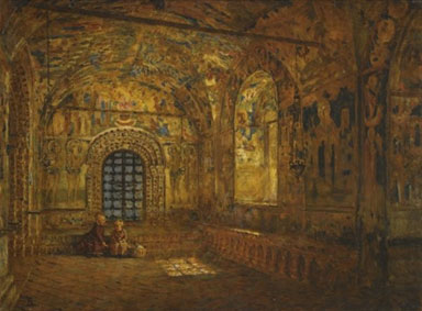 The portico of a church