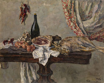 Still life, rabbit and peppers