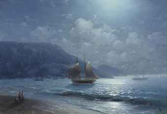 Off the coast near Yalta by moonlight