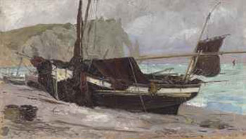 A fishing boat in Étretat, Normandy