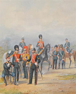A group of officers and men of the Life Guards dragoon regiment