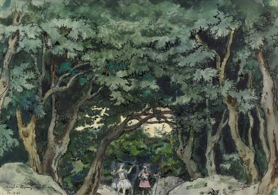 Stage design for La belle au bois dormant, Ballets Russes